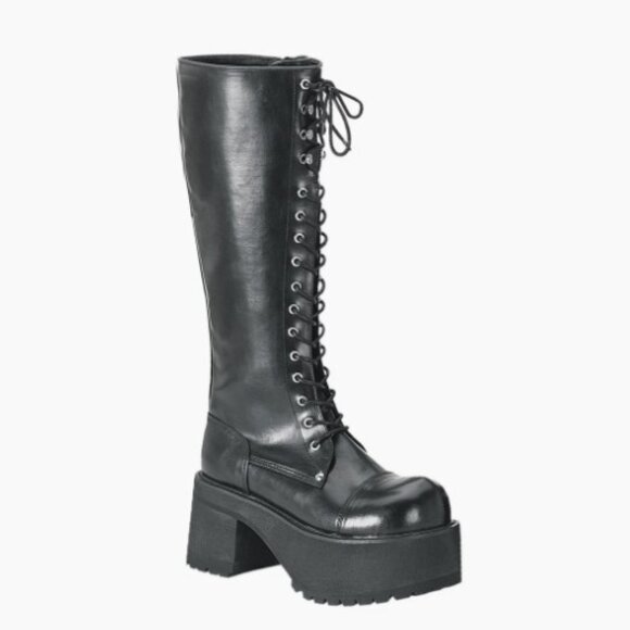 Demonia Women's "Ranger-302" Black Lace-up Platform Boots (Size US 8) - Picture 1 of 9